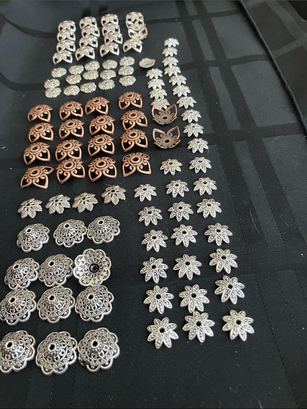 Mixed Metal Bead Caps in Silver & Copper